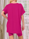V-Neck High-Low T-Shirt and Shorts Set Two Piece Dresses