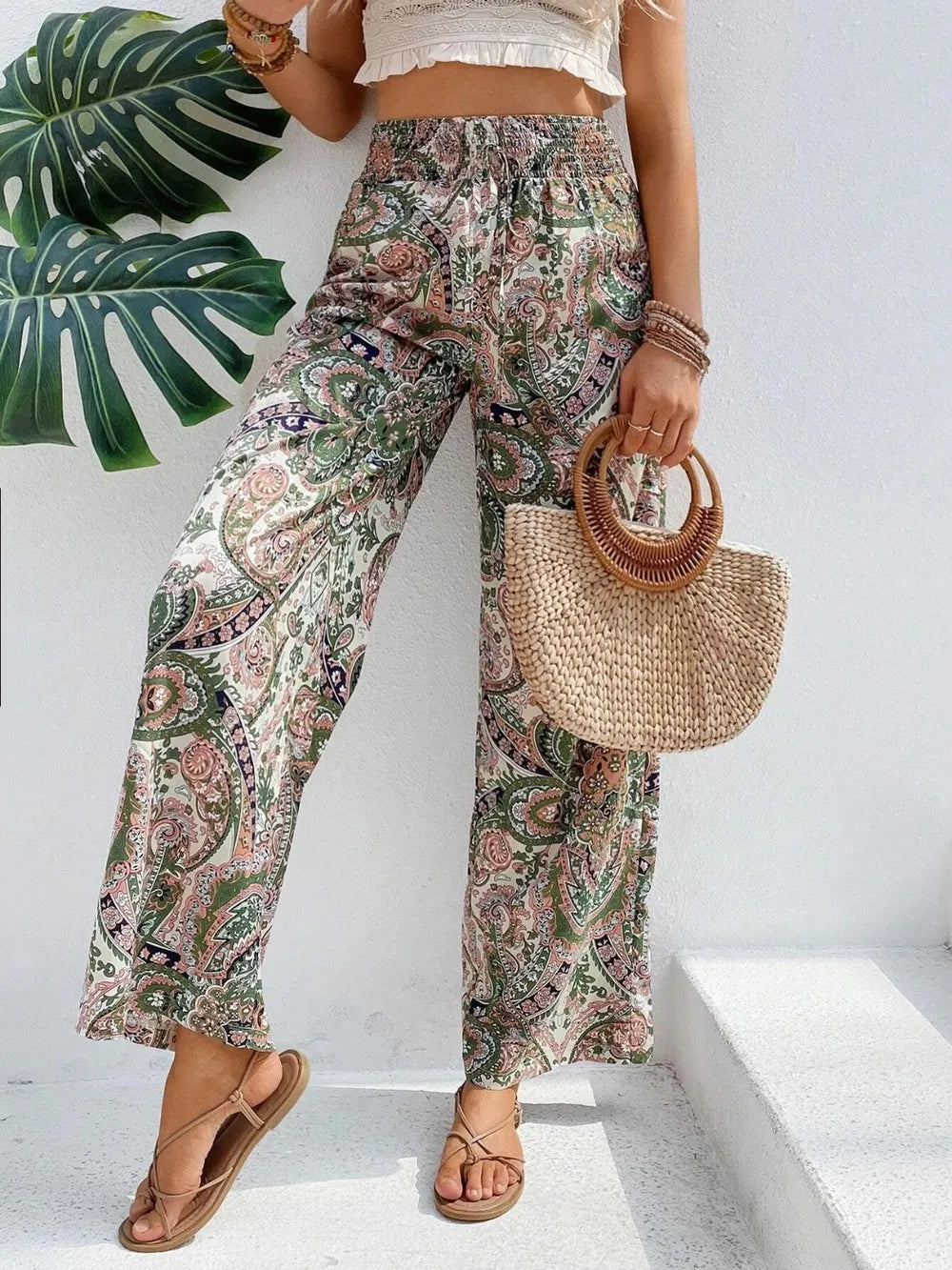 Printed Wide Leg Pants 