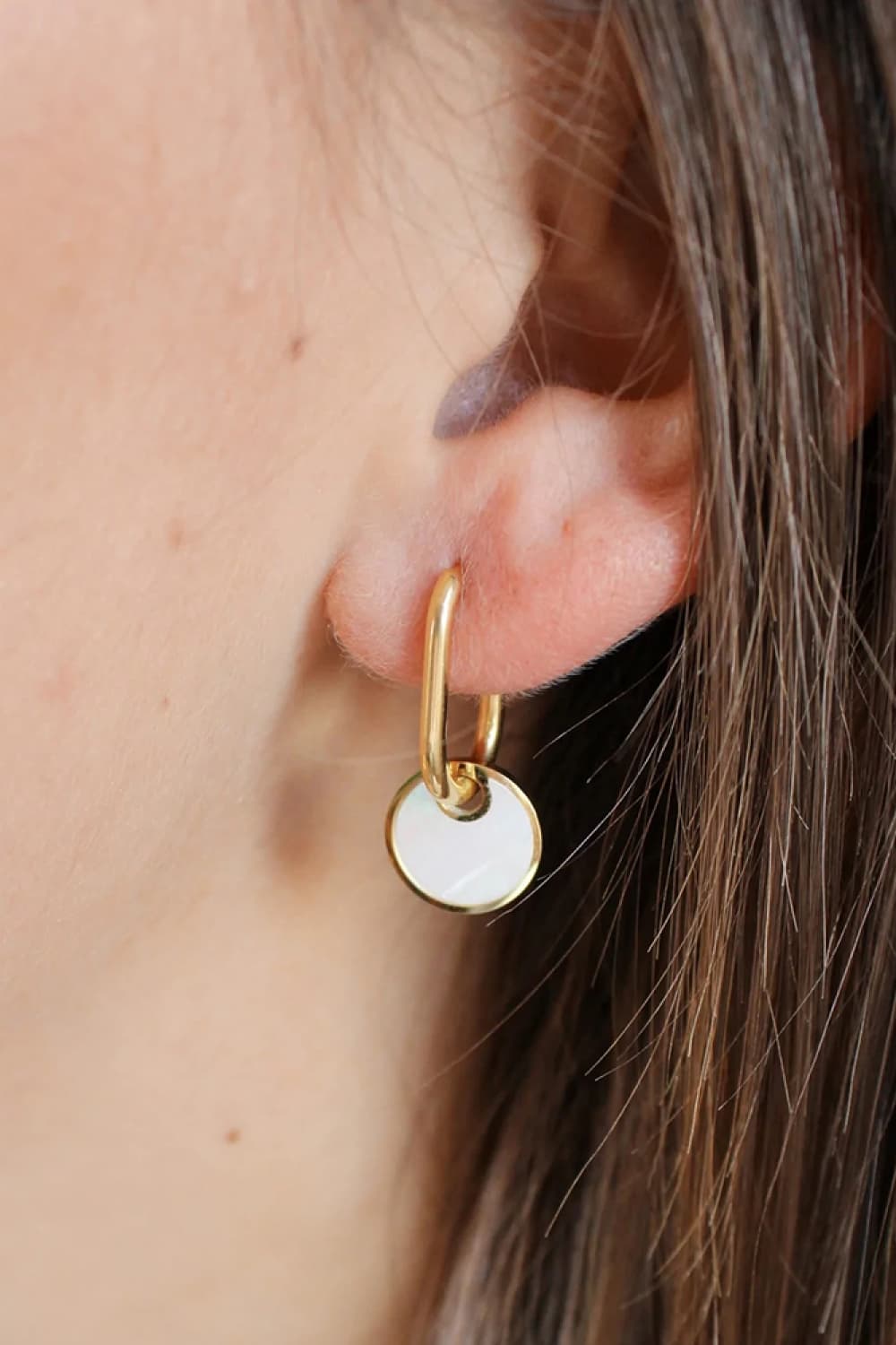 Copper White Mother-Of-Pearl Drop Earrings 