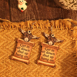 Donkey Letter Wooden Dangle Earrings 