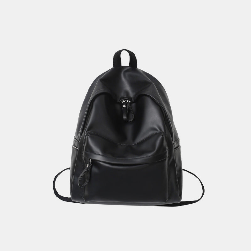 PU Leather Zip Backpack Bag 