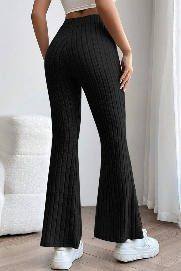 Basic Bae Full Size Ribbed High Waist Flare Pants 