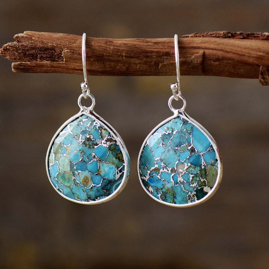 Natural Stone Teardrop Earrings 