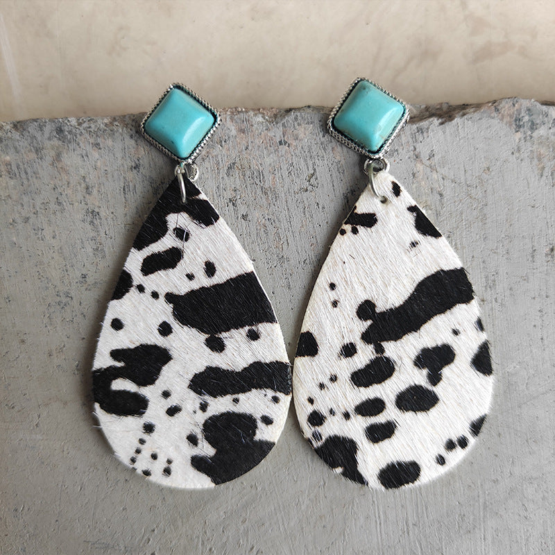 Artificial Turquoise Teardrop Earrings 