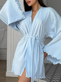 Tie Waist Kimono Sleeve Lounge Nightgown Lingerie & Nightwear