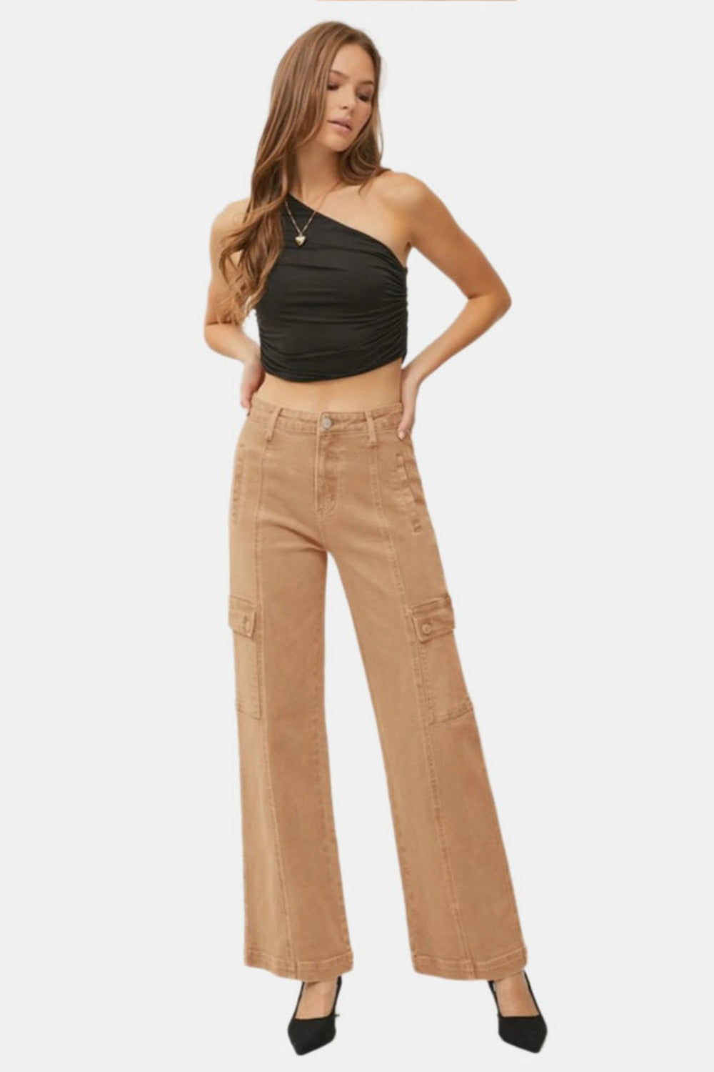 RISEN Full Size High Rise Wide Leg Cargo Jeans 