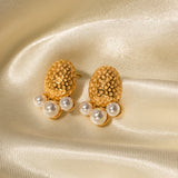 Imitation Pearl Stainless Steel Stud Earrings 