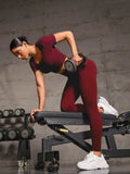 Round Neck Short Sleeve Top and Leggings Active Set 