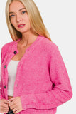 Zenana Button Down Long Sleeve Sweater Cardigan 