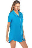 Contrast Piping Pocketed Short Sleeve Lounge Dress 