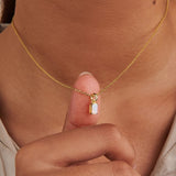 Titanium Steel Inlaid Zircon Pendant Necklace 