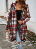 Devine Plaid Zip Up Hooded Coat 