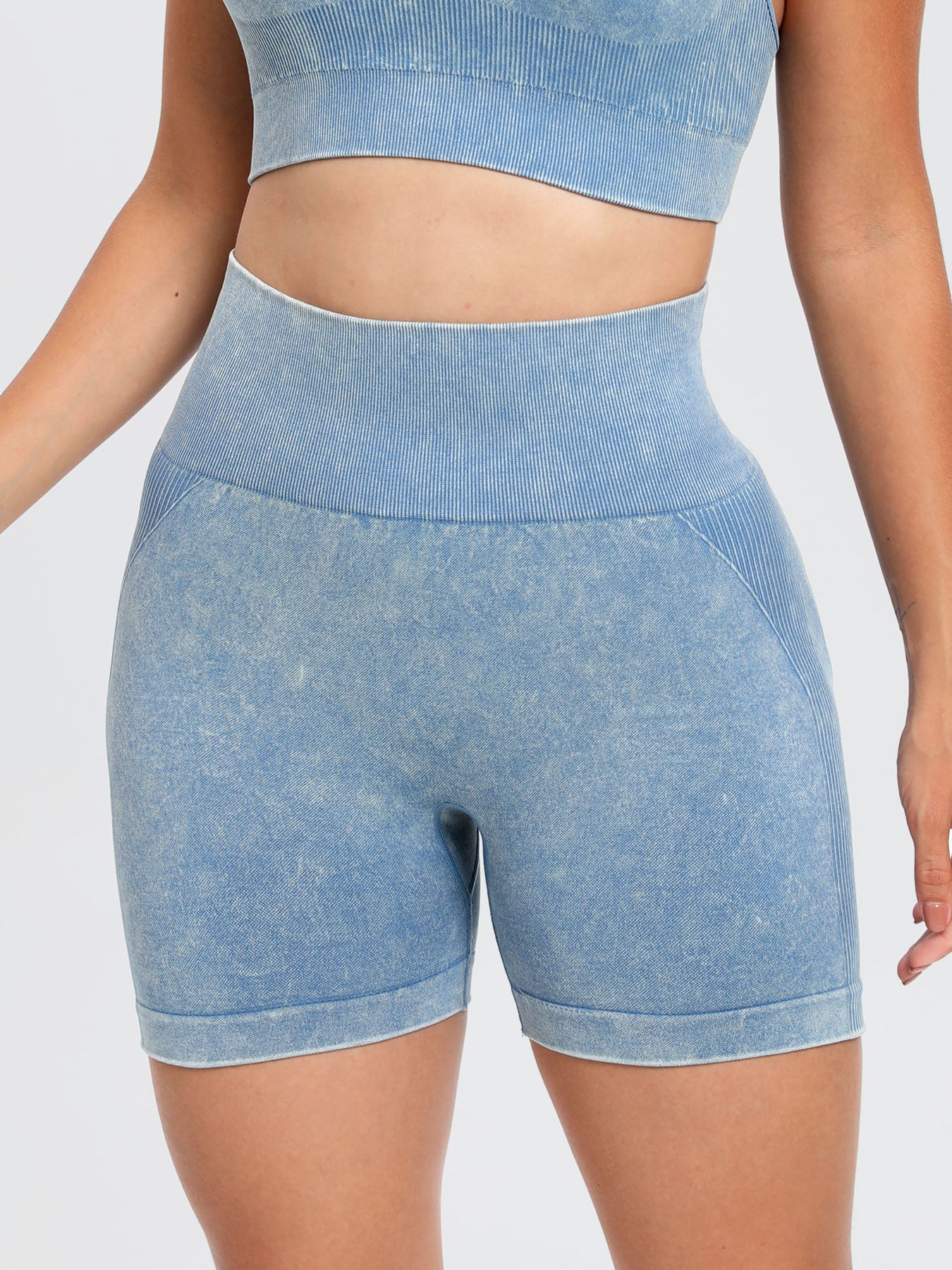 Washed High Waist Active Shorts 