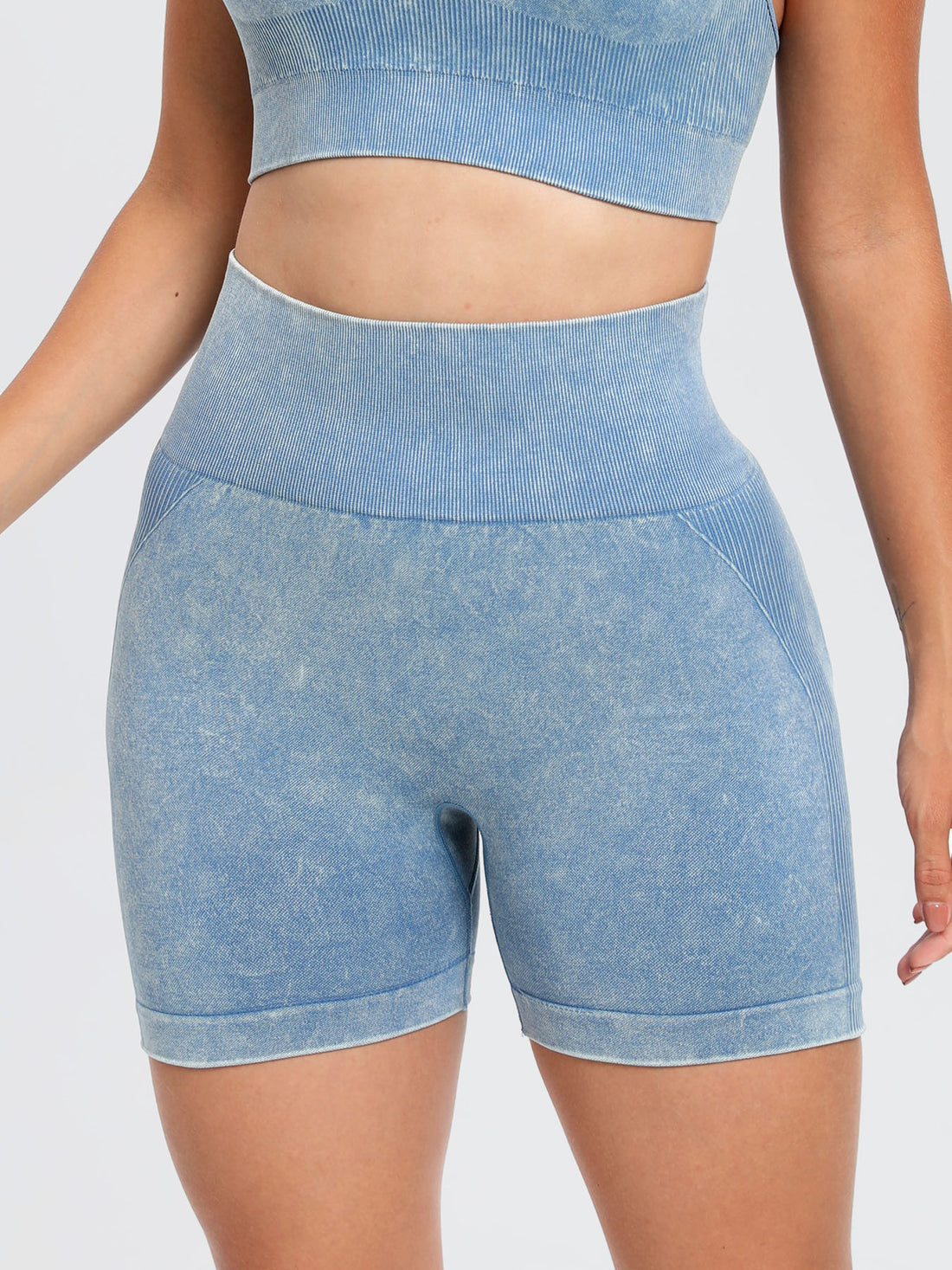 Washed High Waist Active Shorts 