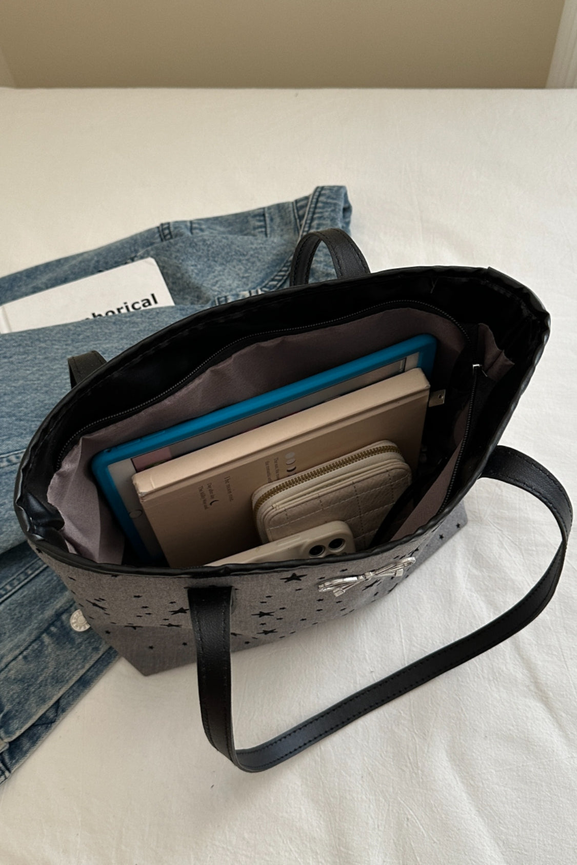 Bow Trim Polyester Tote Bag 