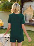 V-Neck Short Sleeve Top and Pocketed Shorts Lounge Set Lingerie & Nightwear