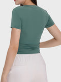 Millennia Ruched Round Neck Short Sleeve Active T-Shirt 