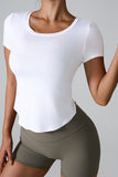 Cutout Round Neck Short Sleeve Active T-Shirt 