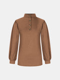 Full Size Mock Neck Long Sleeve T-Shirt 