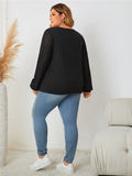 Honey Plus Size Openwork Notched Button Front Blouse 