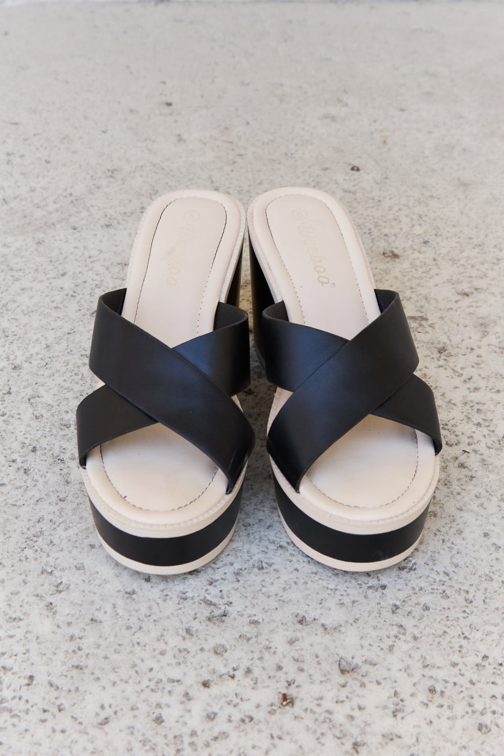 Weeboo Cherish The Moments Contrast Platform Sandals in Black 