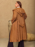 Plus Size Tied Long Sleeve Hooded Coat with Pockets 