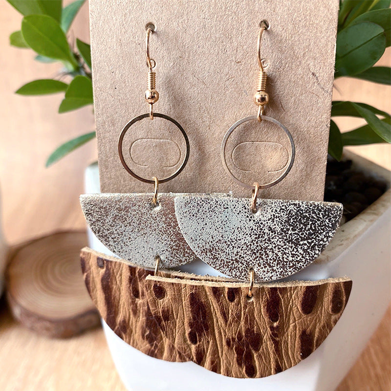 PU Semicircle Drop Earrings 