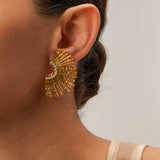Stainless Steel Inlaid Zircon Stud Earrings 
