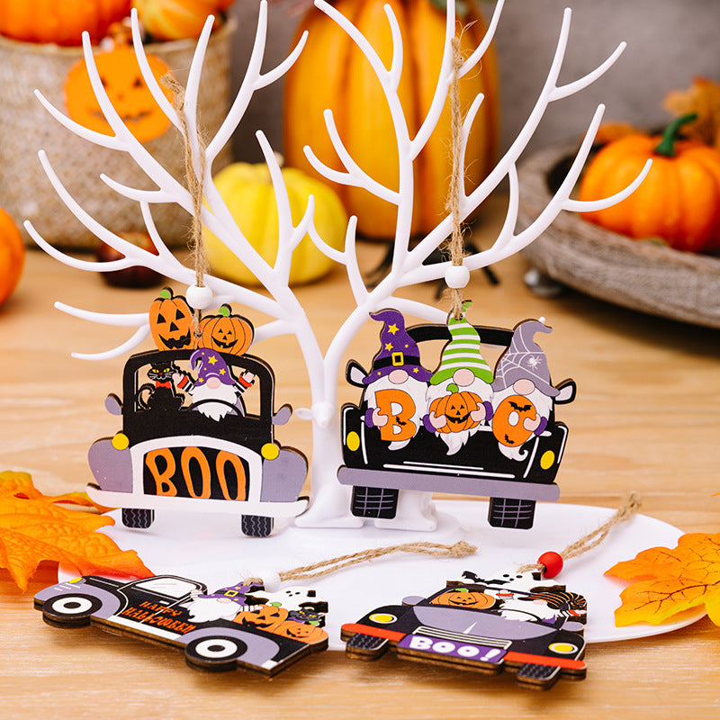 4-Piece Halloween Element Car-Shape Hanging Widgets 