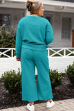 Double Take Full Size Textured Long Sleeve Top and Drawstring Pants Set 