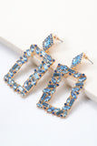 Square Shape Glass Stone Dangle Earrings 
