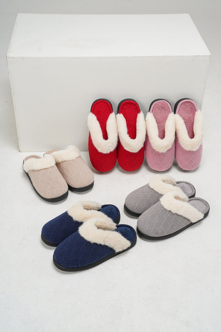 Thermal Faux Fur Round Toe Slippers 