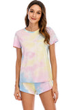 Tie-Dye Round Neck Short Sleeve Top and Shorts Lounge Set Lingerie & Nightwear