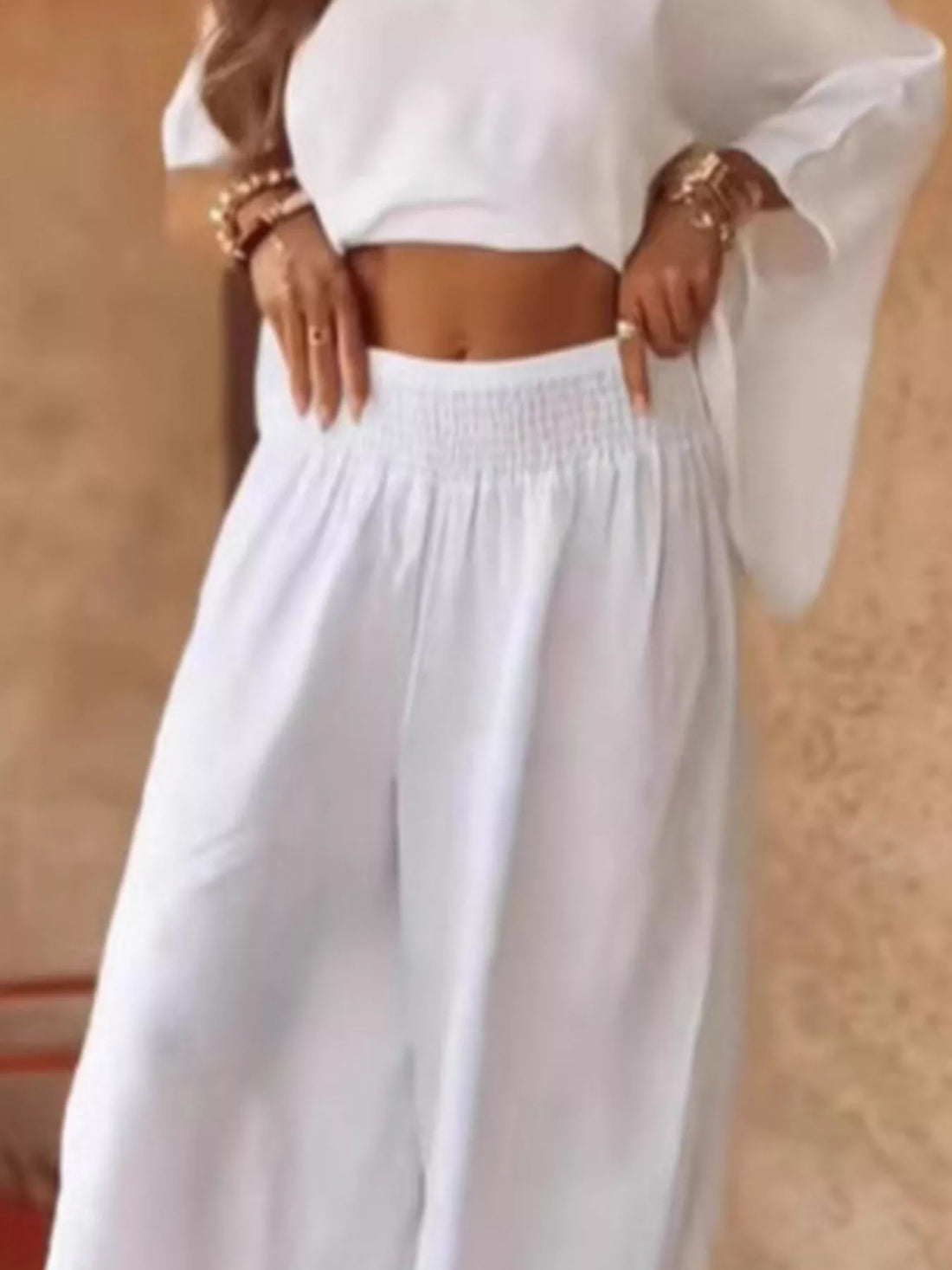 Full Size Boat Neck Top and Wide Leg Pants Set Plus Size Two Piece Dresses