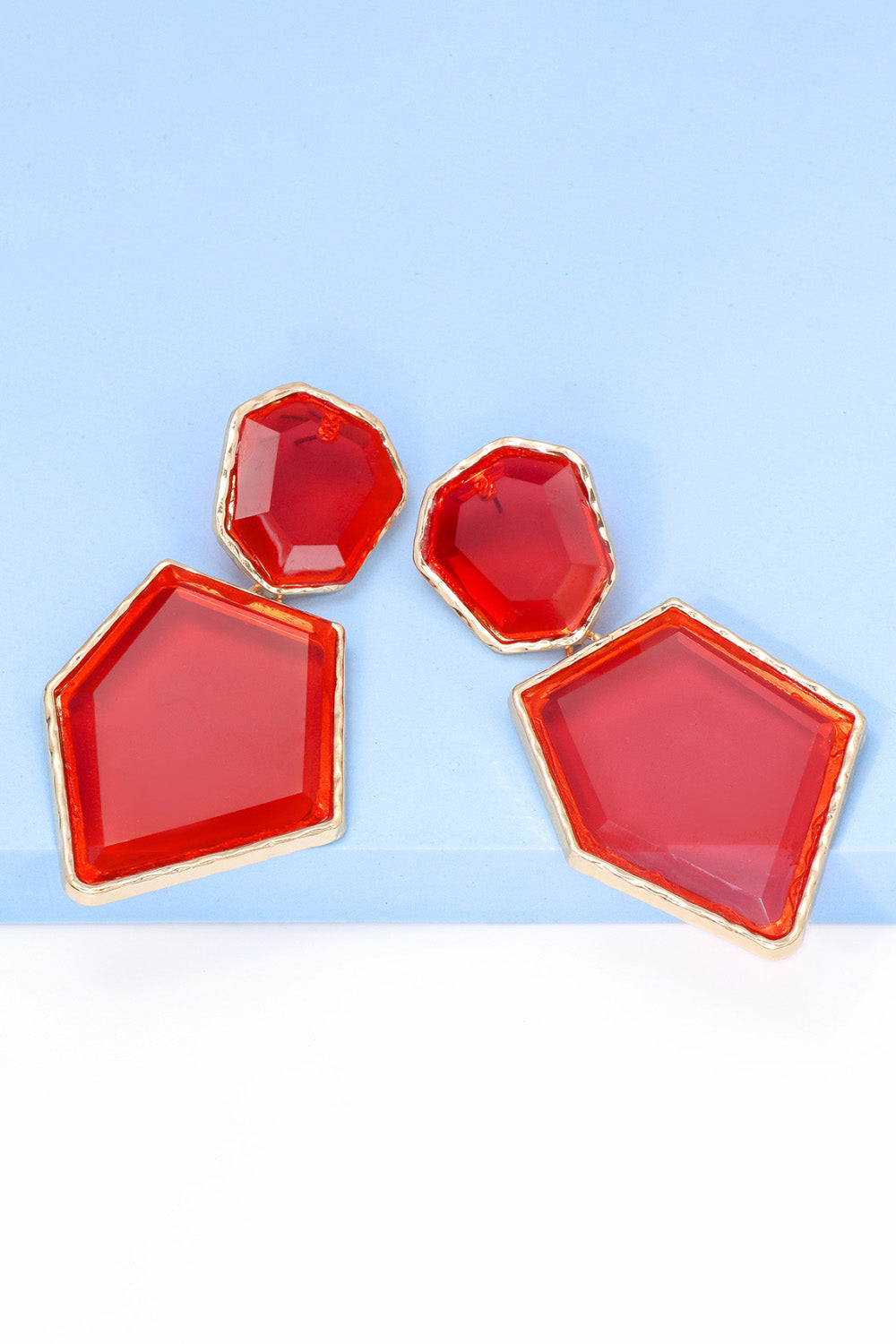 Geometrical Shape Zinc Alloy Frame Resin Dangle Earrings 