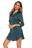 Button Up Collared Neck Night Dress with Pocket 