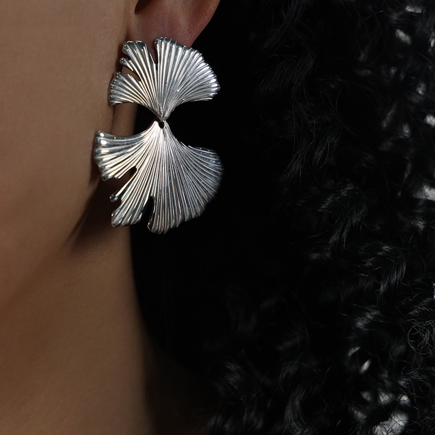 Ginkgo Biloba Design Stud Earrings 