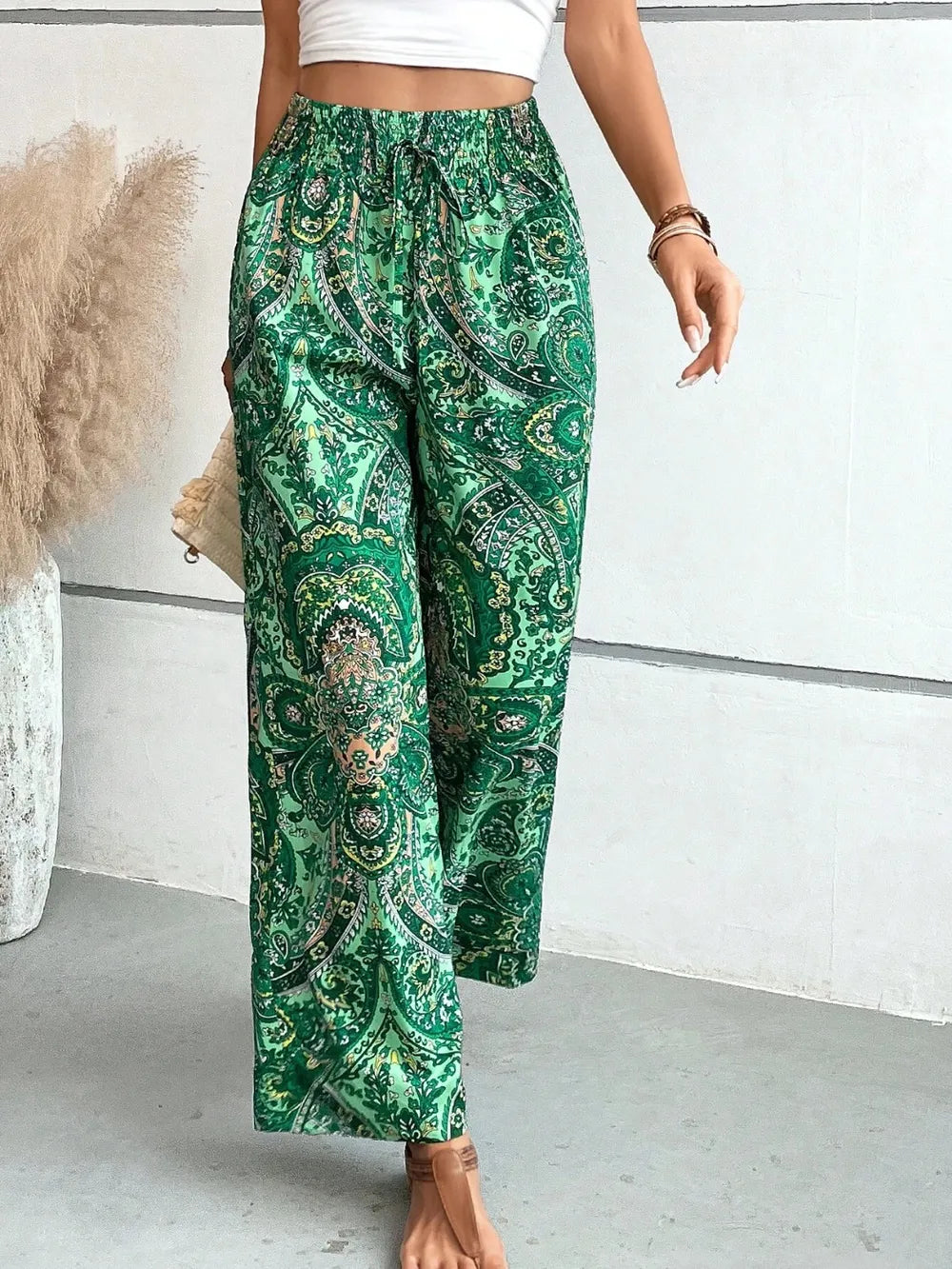 Printed Wide Leg Pants 