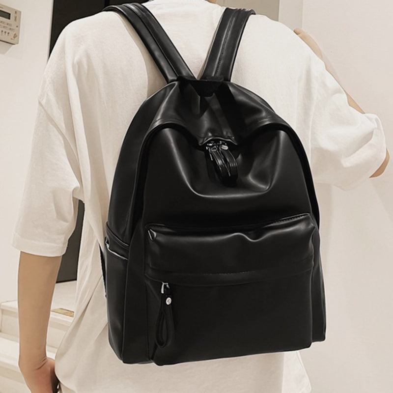 PU Leather Zip Backpack Bag 