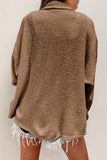 Black Solid Color Corduroy Buttoned Long Sleeve Shacket Outerwear/Jackets