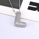 Copper Inlaid Zircon Letter Pendant Necklace 