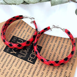 Plaid PU Leather Hoop Earrings 