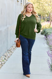 Basic Bae Full Size V-Neck Lantern Sleeve Top 