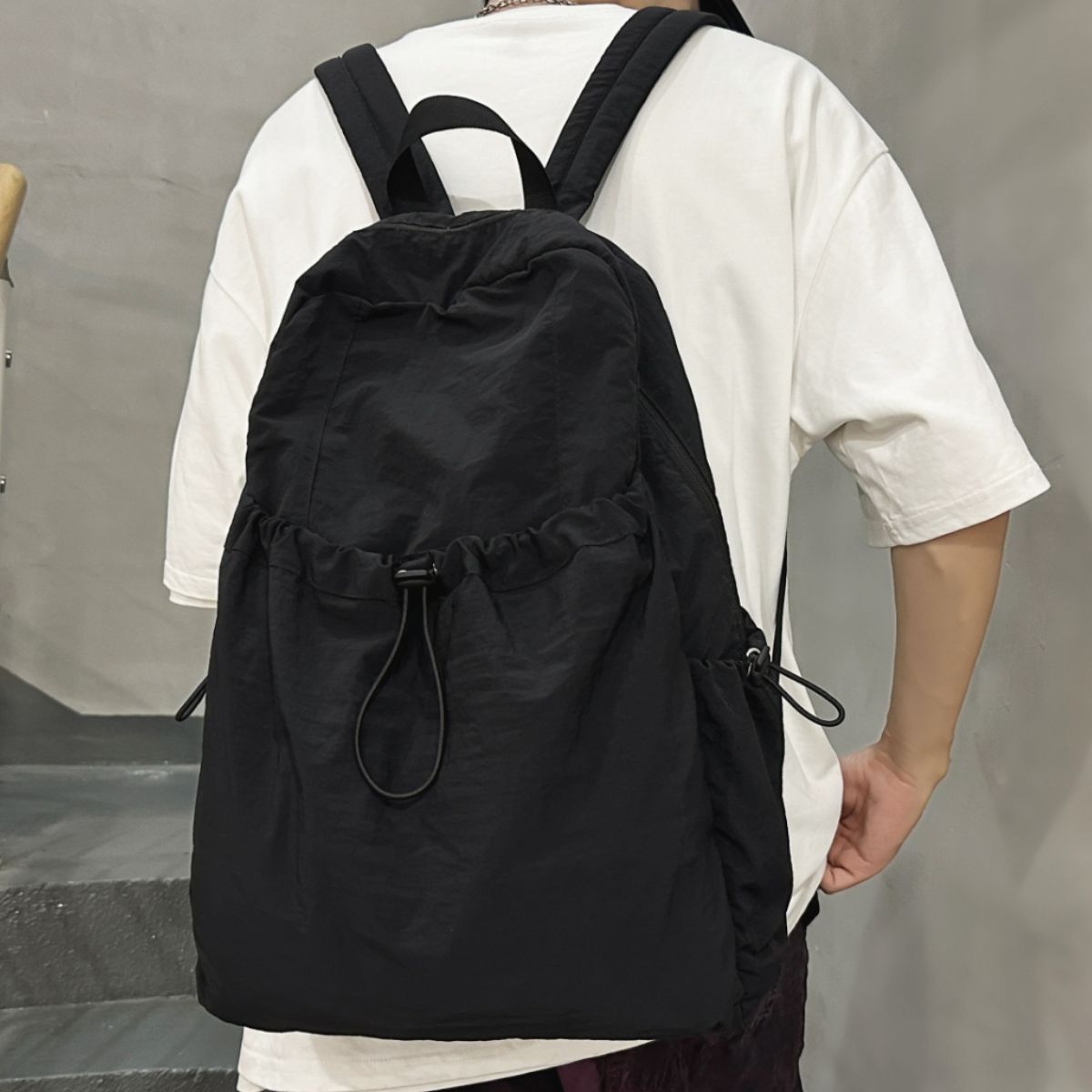 Drawstring Nylon Backpack Bag 