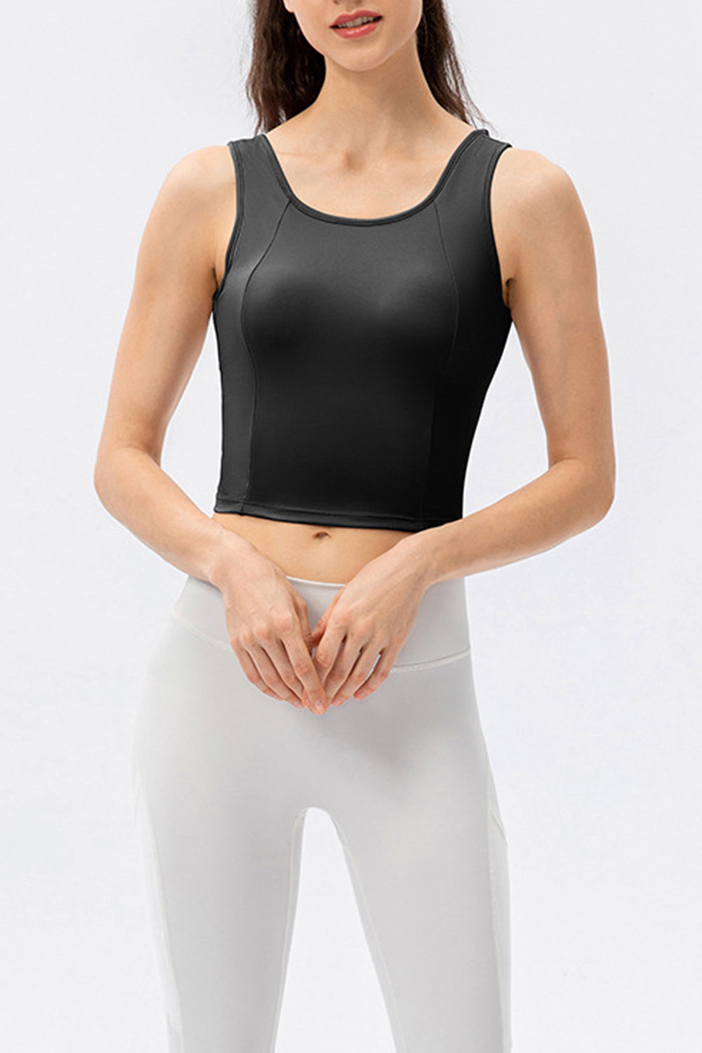 Round Neck Wide Strap Active Tank 