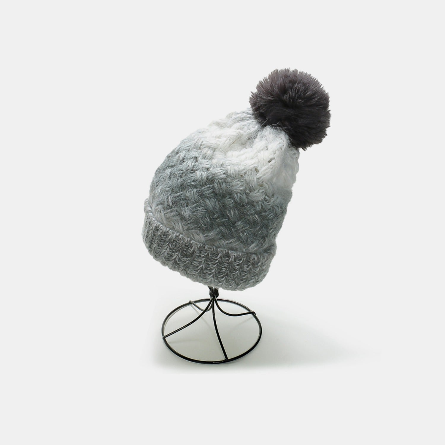 Gradient Knit Hat with Pompom 