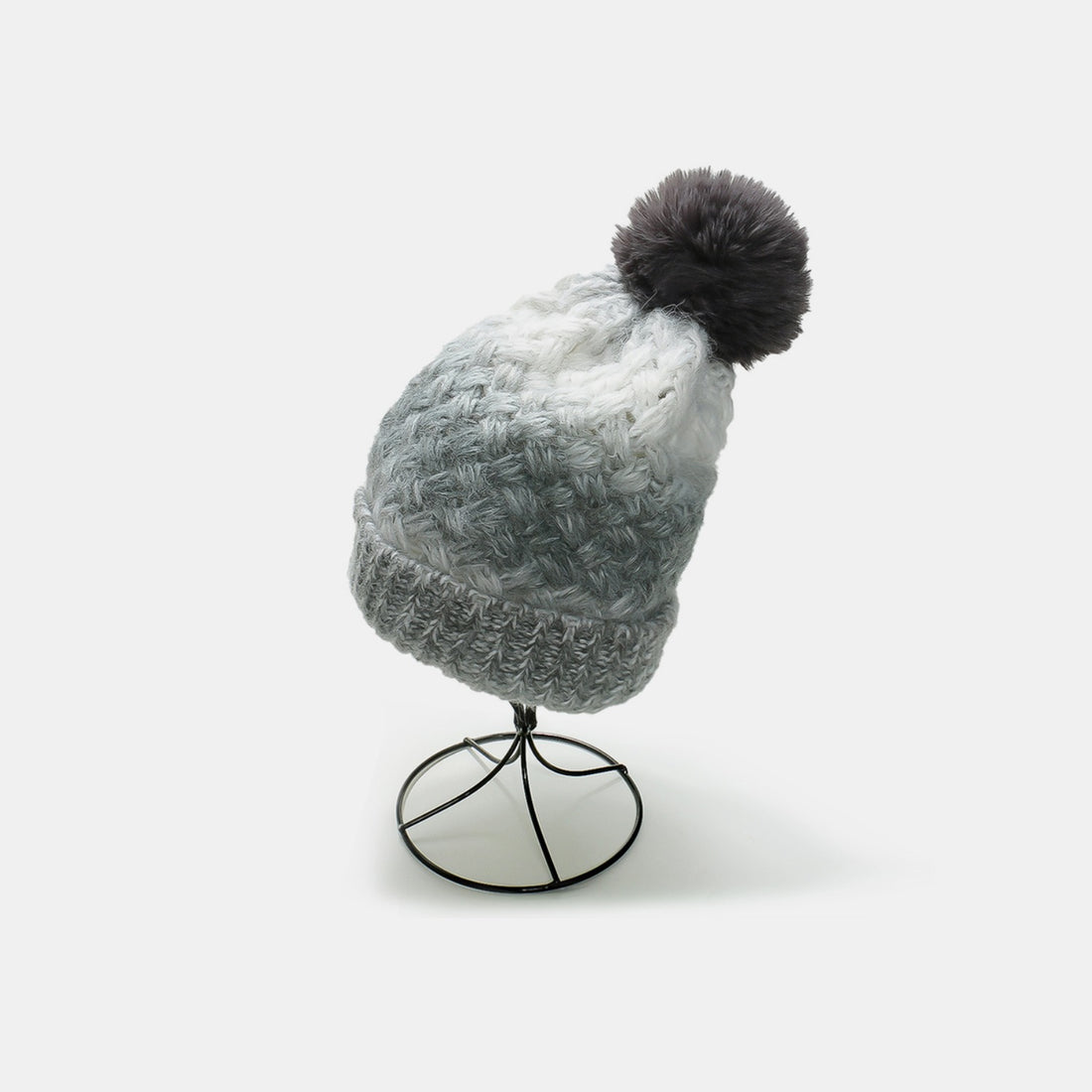 Gradient Knit Hat with Pompom 