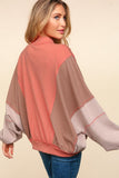 Haptics Zip Up Color Block Bomber Jacket with Side Pockets 