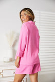 Mandy Textured Shirt and Elastic Waist Shorts Set 