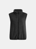 Full Size Fuzzy Zip Up Vest Coat with Pockets 